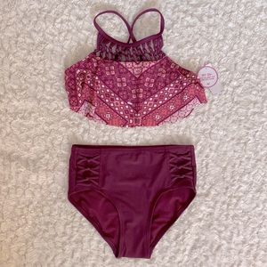 Girls New Purple & Pink Justice Swimsuit
